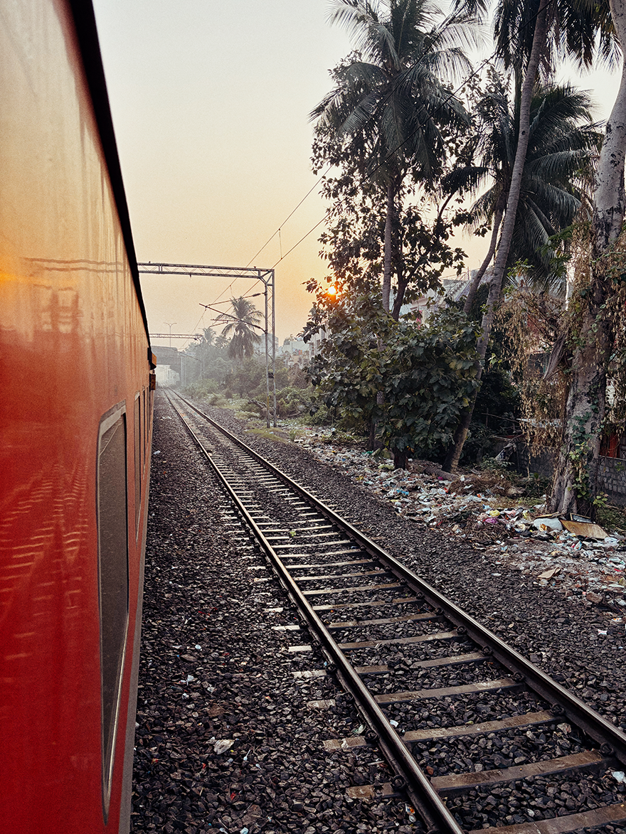 Sunrise outside Vizag station
